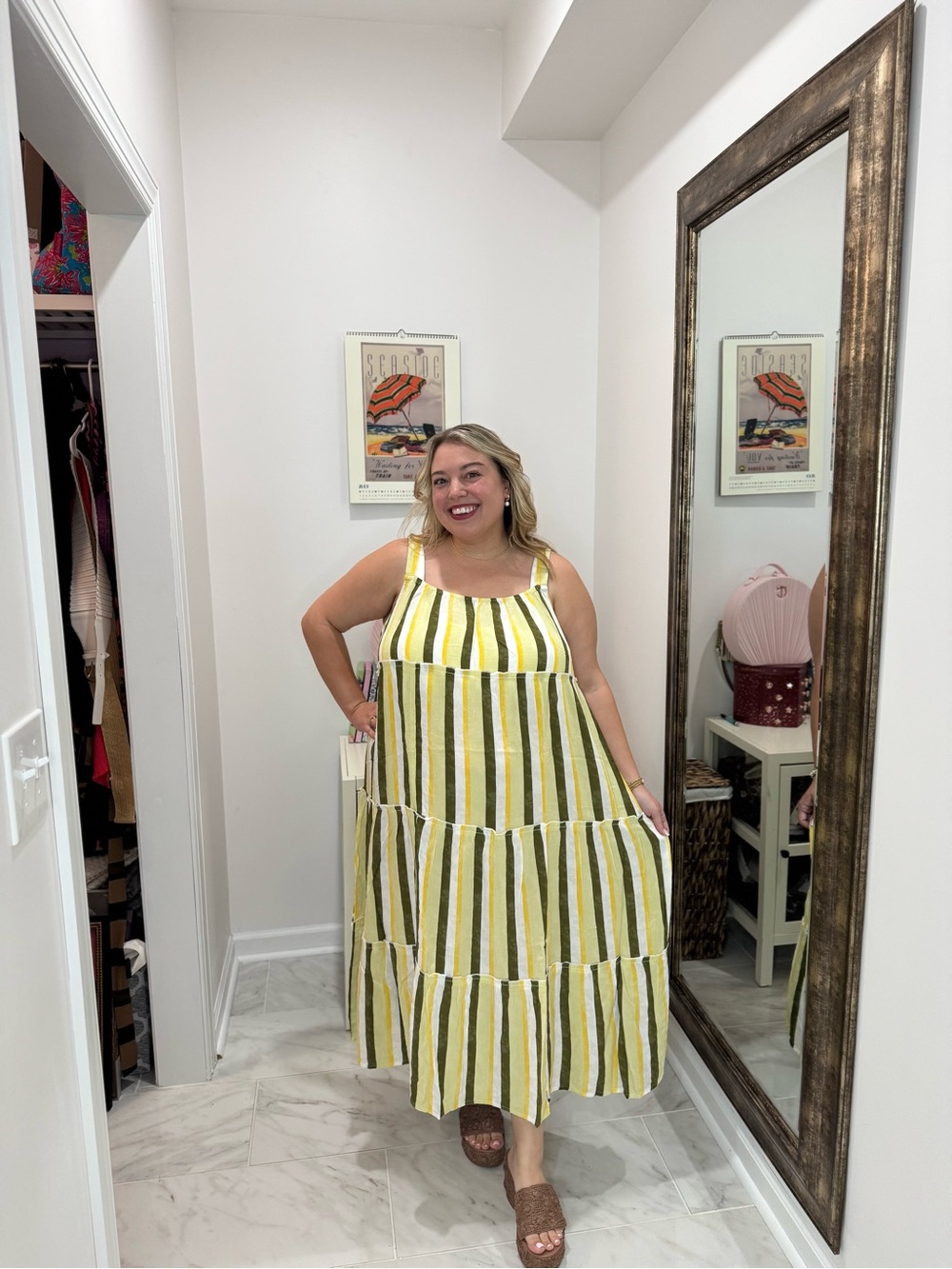 Ulla Popken Striped Tiered Maxi Dress